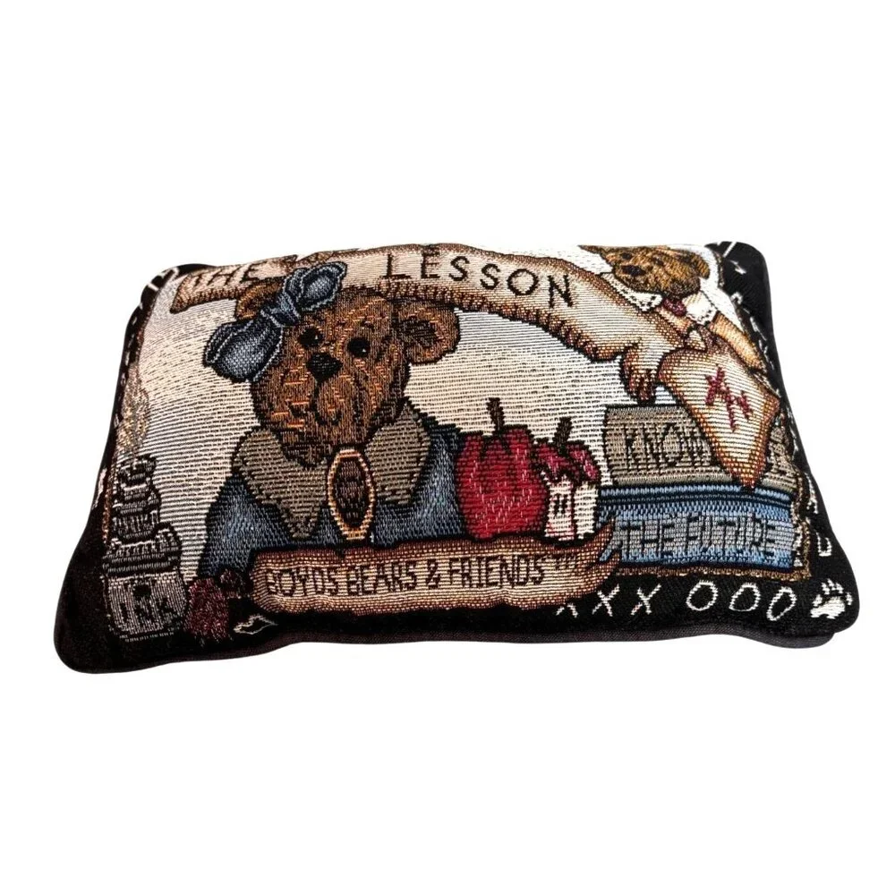 Boyds Bears & Friends Needlepoint 3 PC Pillow Set‎ Teddy Bear Decor Cottagecore